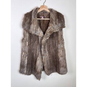 Calypso St. Barth‎ Rabbit Fur Vest Sleeveless Open Front Brown Size Medium